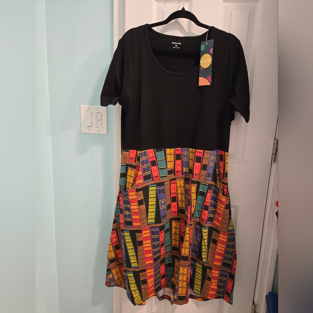 Svaha A Line Book Spines Dress XL NWT